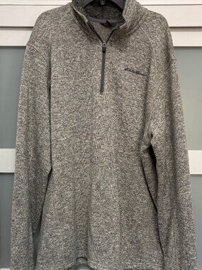 Eddie Bauer Men's Hal Zip Pullover Heather Gray Khaki sz 2XL